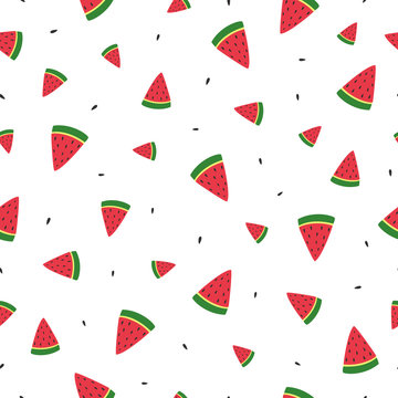 Colorful summer seamless background. Stylish vector illustration for printing fabric, paper, wallpaper, cover, banner. Template for your design. watermelon