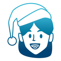 woman face with christmas hat icon vector illustration graphic design