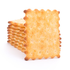 Group of cracker cookies isolated on white background