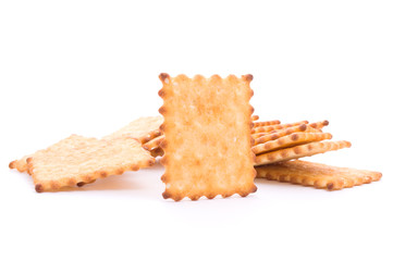 Group of cracker cookies isolated on white background