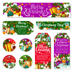 Christmas winter holiday tag of New Year gift