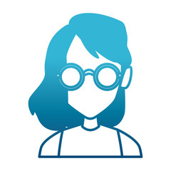 Geek girl with round frame glasses icon vector illustration graphic design