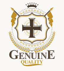 Heraldic design, vector vintage emblem.