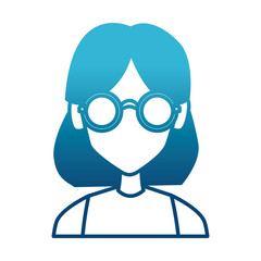 Geek girl with round frame glasses icon vector illustration graphic design