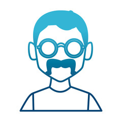 Geek man with round frame glasses icon vector illustration graphic design