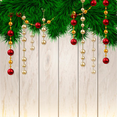 Christmas background. Wooden background