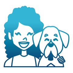Woman with dog cartoon icon vector illustration graphic design