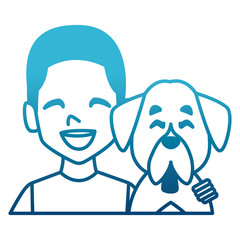 Man with dog cartoon icon vector illustration graphic design