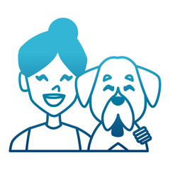 Woman with dog cartoon icon vector illustration graphic design