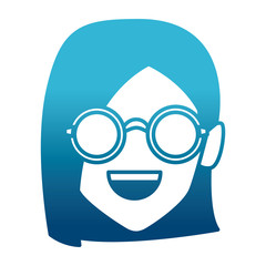 Geek girl with round frame glasses icon vector illustration graphic design