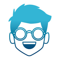 Geek man with round frame glasses icon vector illustration graphic design