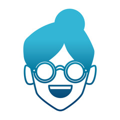 Geek girl with round frame glasses icon vector illustration graphic design
