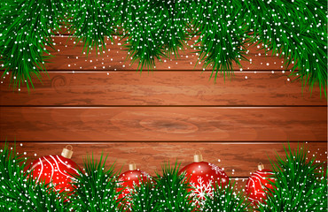 Christmas background. Wooden background