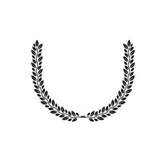 Laurel Wreath floral ancient emblem created in horseshoe shape. Heraldic vector design element. Retro style label, heraldry logo.