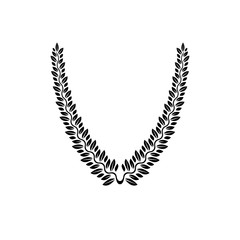 Laurel Wreath floral emblem created in V shape. Heraldic Coat of Arms decorative logo isolated vector illustration.