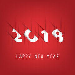 Simple Red and White New Year Card, Cover or Background Design Template - 2018