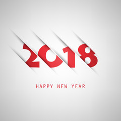 Simple Red and Grey New Year Card, Cover or Background Design Template - 2018