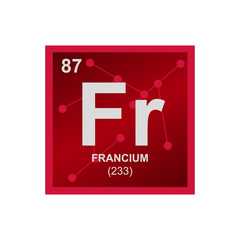 Vector symbol of Francium from the Periodic Table of the elements on the background from connected molecules