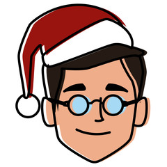 Man with christmas hat icon vector illustration graphic design