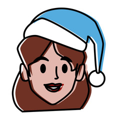 woman face with christmas hat icon vector illustration graphic design