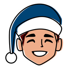 Man with christmas hat icon vector illustration graphic design