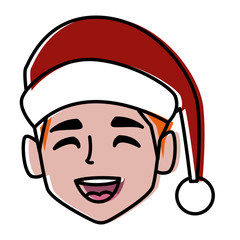 Man with christmas hat icon vector illustration graphic design