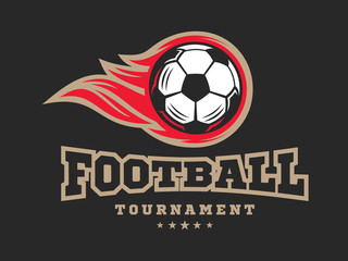 Obraz premium Soccer football logo, emblem designs templates on a dark background