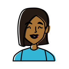 beautiful woman smiling face icon vector illustration graphic design