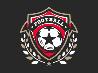 Soccer football logo, emblem designs templates on a dark background