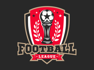 Soccer football logo, emblem designs templates on a dark background