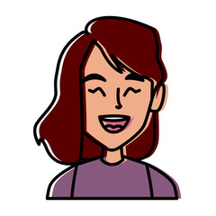 beautiful woman smiling face icon vector illustration graphic design