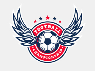 Soccer football logo, emblem designs templates on a light background