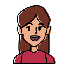 beautiful woman smiling face icon vector illustration graphic design