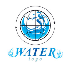 Pure water vector abstract symbol for use in mineral water advertising. Body cleansing concept.