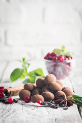 chocolate truffles with cranberry