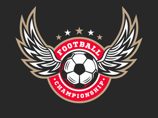 Soccer football logo, emblem designs templates on a dark background