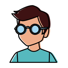 Geek man with round frame glasses icon vector illustration graphic design