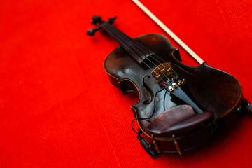 Fototapeta na wymiar violin on a red background