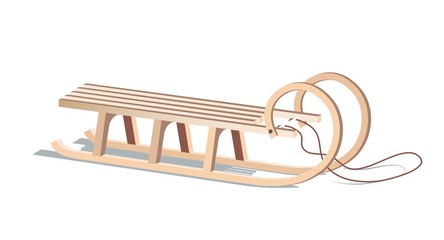 Wooden sled isolated on white. Vector illustration