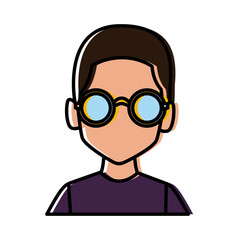 Geek man with round frame glasses icon vector illustration graphic design
