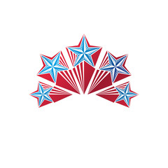 5 stars emblem, ranking symbol. Heraldic Coat of Arms decorative logo isolated vector illustration.