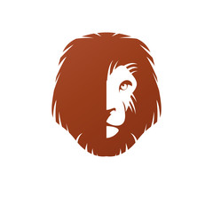 Lion Face heraldic animal element. Heraldic Coat of Arms decorative logo isolated vector illustration.
