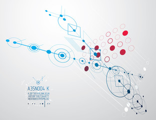 Engineering technology vector wallpaper made with circles and lines. Technical drawing abstract background.