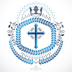 Vintage decorative emblem composition, heraldic vector.