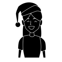 Young woman with christmas hat icon vector illustration graphic design