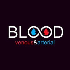 Arterial and venous blood, blood circulation conceptual vector illustration. Healthy lifestyle conceptual logo for use in pharmacology.