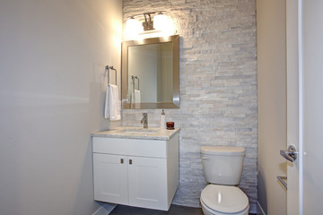 Contemporary white and gray bathroom