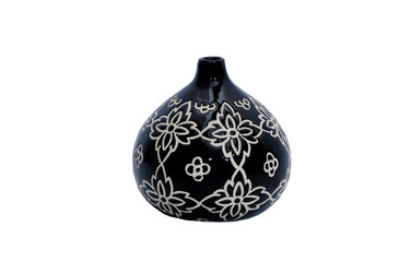 Ceramic vase on white background