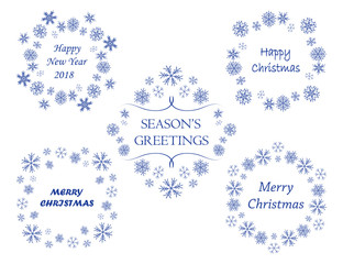 set of frames with snowflakes - vector decorations for christmas