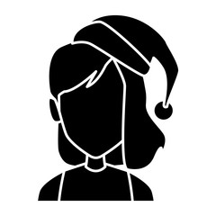 Fototapeta premium woman face with christmas hat icon vector illustration graphic design